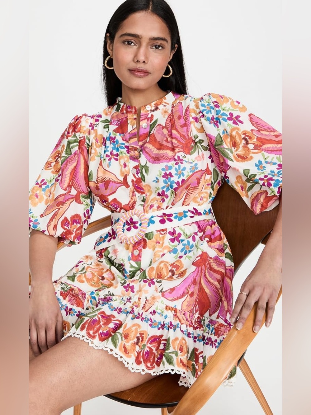 Farm Rio Spring Bananas Belt Mini Dress